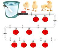 Chicken Water Feeder Dispenser, Automatic Water Drinker with Cup, Large Water Container for Chickens, Poultry Drinker with 9 Drinking Cups and 10 Water Pipes for Chicks, Ducks, Geese (without Bucket)