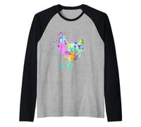 Chicken Watercolor Splash Splatter Painting Silhouette Art Raglan Baseball Tee