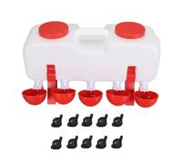 Chicken Waterer 10L Large Capacity Top Fill Poultry Water Feeder, Chicken Water Dispenser with 10 Water Cups for Duck Goose, Automatic Waterer with Handle for Backyard (Semi Automatic)
