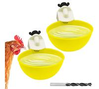 Chicken Waterer Automatic 2 Packs Chick Water Feeder Cups Chicken Coop Accessories for Duck Goose Bird Poultry Watering, Yellow