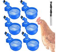 Chicken Waterer Automatic 6 Packs Chick Water Feeder Cups Chicken Coop Accessories for Duck Goose Bird Poultry Watering, Blue