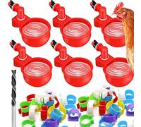 Chicken Waterer Automatic 6 Pcs Chick Water Feeder Cups Chicken Coop Accessories for Bird Goose Duck Poultry Watering,with Diameter 0.62inch Chicken Leg Bands