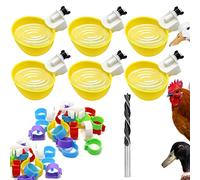 Chicken Waterer Automatic 6 Pcs Chick Water Feeder Cups Chicken Coop Accessories for Duck Goose Bird Poultry Watering,with Diameter 0.62inch Chicken Leg Bands