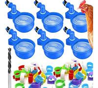 Chicken Waterer Automatic 6 Pcs Chick Water Feeder Cups Poultry Watering Chicken Coop Accessories for Bird Duck Goose,with Diameter 0.62inch Chicken Leg Bands