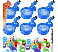Chicken Waterer Automatic 6 Pcs Chick Water Feeder Cups Poultry Watering Chicken Coop Accessories for Bird Duck Goose,with Diameter 0.78inch Chicken Leg Bands
