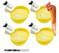 Chicken Waterer Automatic Chick Water Feeder Cups 4 Packs Chicken Coop Accessories for Duck Goose Bird Poultry Watering, Yellow