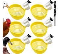 Chicken Waterer Automatic Chick Water Feeder Cups 6 Packs Chicken Coop Accessories for Duck Goose Bird Poultry Watering, Yellow