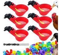 Chicken Waterer Automatic Chick Water Feeder Cups Chicken Coop Accessories for Duck Bird Goose Poultry Watering, with 0.78inch Diameter Chicken Leg Bands,6 Kits