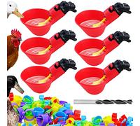 Chicken Waterer Automatic Chick Water Feeder Cups Chicken Coop Accessories for Duck Bird Goose Poultry Watering, with 0.62inch Diameter Chicken Leg Bands,6 Kits