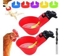 Chicken Waterer Automatic Chick Water Feeder Cups Chicken Coop Accessories for Duck Bird Goose Poultry Watering, with 0.62inch Diameter Chicken Leg Bands,2 Kits
