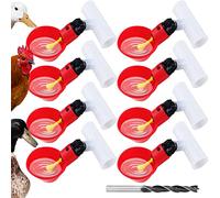 Chicken Waterer Automatic Chick Water Feeder Cups for Duck Bird Goose Poultry Watering, with 0.78inch Inner Diameter Tee Fittings, 8 Kits