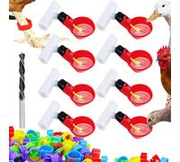 Chicken Waterer Automatic Chick Water Feeder Cups for Duck Bird Goose Poultry Watering, with Chicken Leg Bands and Tee Fittings, 8 Kits