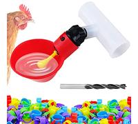 Chicken Waterer Automatic Chick Water Feeder Cups for Duck Bird Goose Poultry Watering, with Chicken Leg Bands and Tee Fittings