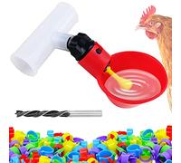Chicken Waterer Automatic Chick Water Feeder Cups for Duck Bird Goose Poultry Watering, with Leg Bands and Tee Fittings