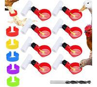 Chicken Waterer Automatic Chick Water Feeder Cups for Duck Bird Goose Poultry Watering, with Leg Bands and Tee Fittings, 8 Kits