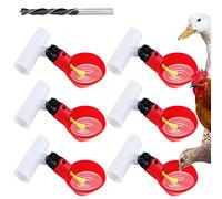 Chicken Waterer Automatic Chick Water Feeder Cups with 0.78inch Inner Diameter Tee Fittings, Chicken Coop Accessories for Goose Duck Bird Poultry Watering,6 Kits