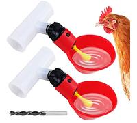 Chicken Waterer Automatic Chick Water Feeder Cups with 0.78inch Inner Diameter Tee Fittings, Chicken Coop Accessories for Duck Bird Goose Poultry Watering,2 Kits