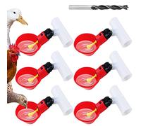 Chicken Waterer Automatic Chick Water Feeder Cups with 0.78inch Inner Diameter Tee Fittings, Chicken Coop Accessories for Duck Bird Goose Poultry Watering,6 Kits