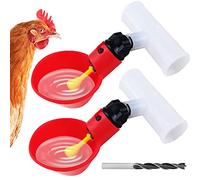 Chicken Waterer Automatic Chick Water Feeder Cups with 0.78inch Inner Diameter Tee Fittings, Chicken Coop Accessories for Goose Duck Bird Poultry Watering,2 Kits