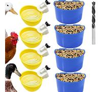 Chicken Waterer Automatic Watering Cups, 4 Kits Poultry Feeder and Waterer Set,Suitable for Duck Goose Bird Rabbit