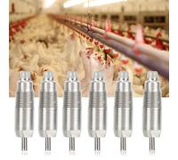 Chicken Waterer Nipples, 6Pcs Stainless Steel Chicken Drinker Waterer Poultry Drinking Nipple Automatic Duck Poultry Drinking Nipple For Farming Equipment