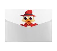Chicken Wearing Hat Accordion File Organizer 6 Pocket Document Organizer Expanding File Folder Accordion Folder with Labels, Travel Document Folders Plastic Envelopes with Snap Closure 13x9.1 Inch