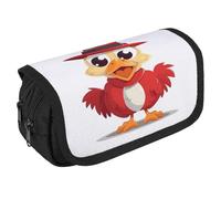 Chicken Wearing Hat Pencil Case Organizer Large Capacity Cute Pen Pouch with 3 Compartment Office Stationery Large Pencil Bags with Zipper Fabric Pen Bag for Adults Portable Makeup Bag (Black)