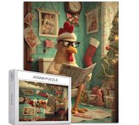Chicken Wearing Santa hat 1000 Piece Jigsaw Puzzles for Adults Humorous Animal Bathroom Art Jigsaw Puzzle Colorful DIY Puzzles for Home Decoration Gifts Family Puzzle Perfect for Game Nights 50×70cm