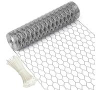 Chicken Wire 40cm x 10m, 25mm Chicken Wire Mesh Roll with 100 Cable Ties, Anti-Rust Hexagonal Galvanized Metal Wire Mesh, for DIY, Pet Rabbit Chicken Fencing, Protect Gardening Plants