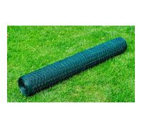 Chicken Wire Fence 25x0.5m Green PVC Coated Steel 0.9mm 50mm Mesh Weatherproofed