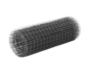 Chicken Wire Fence Mesh Roll Steel with PVC Coating 25x0.5 m Grey vidaXL