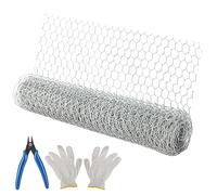 Chicken Wire Mesh, 40cm x 5m Floral Chicken Wire Net Galvanized Hexagonal Wire Netting with Mini Cutting Pliers and Gloves for Crafts and Gardening