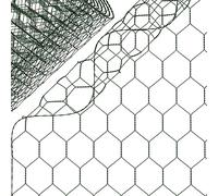 Chicken Wire Mesh 60cm x 5m, 25mm PVC Coated Chicken Wire Netting Galvanized Hexagonal Wire Mesh Fencing Roll for Craft Projects Garden Home Decors