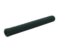 Chicken Wire Mesh Fence Green PVC Coated Steel 25x1.2m Hexagonal 0.9mm Roll 50mm