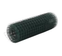 Chicken Wire Mesh Roll 10x0.5m Green PVC-Coated Galvanised Steel 16x16mm 0.49mm