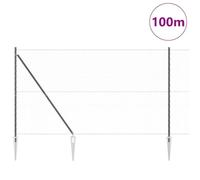 Chicken Wire Mesh Roll,Fence with Posts Grey 1.5 x 100 m PVC-Coated Steel for Chicken Coop, Poultry Netting, Plant Support and Dog Barrier