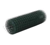 Chicken Wire Mesh Roll Green 10 x 0.5m Galvanised Steel PVC Coated 19x19mm0.6mm