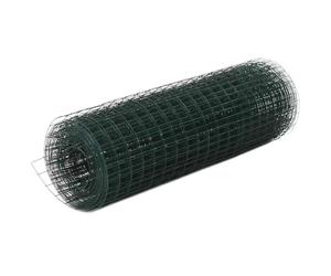 Chicken Wire Mesh Roll Green 10 x 0.5m Galvanised Steel PVC Coated 19x19mm0.6mm