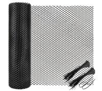 Chicken Wire Mesh Roll with 100 Pcs Fixed Straps, Heavy Duty Garden Plastic Fencing Net, Durable Rust-Proof Poultry Breeding Fence & Temporary Yard (40cm x 12m (8mm holes))