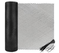 Chicken Wire Mesh Roll with 50 Pcs Fixed Straps, Heavy Duty Garden Plastic Fencing Net, Durable Rust-Proof Poultry Breeding Fence & Temporary Yard (40cm x 3m (8mm holes))