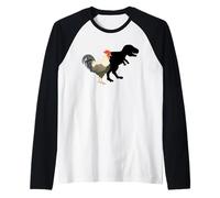Chicken with A T-Rex Shadow. Funny Evolution Raglan Baseball Tee