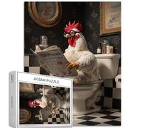 Chicken with Glasses 1000 Piece Jigsaw Puzzles for Adults Oil Painting Style Art Puzzle Colorful DIY Puzzles for Home Decoration Gifts Family Puzzle Perfect for Game Nights 50×70cm