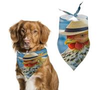 Chicken with Hat Dog Bandana Adjustable Pet Scarf Soft Washable Polyester Triangle Bib Lightweight Breathable Pet Bib for Dogs Cats Puppies Suitable for Holiday Birthday