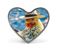Chicken with Hat Lapel Pin Exquisite Fashion Brooches Personalized Buttons Badge Novelty Unique Button Pins Cute Heart Shaped Pins Metal Buttons for Backpack Hat Bag Jacket