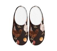 Chicken Women's Slippers Flannel House Slippers for Men Cute Hen Non-Slip Warm Winter Shoes for Indoor Outdoor UK 7-8
