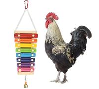 Chicken Xylophone Toy for Hens Suspensible Wood Xylophone Toy with 8 Metal Keys Chicken Coops Pecking Toy with Grinding Stone (Rainbow Color)(50cm)