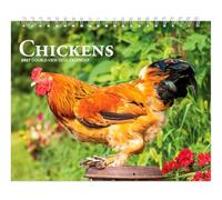 Chickens | 2027 7.5 x 6 Inch Monthly Double-View Easel Desk Calendar | BrownTrout | Domestic Farm Animals