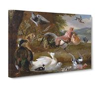 Chickens And Ducks By Melchior D'hondecoeter Canvas Print | Gallery Wrapped 30mm Frame Wall Art | 30x20 inches | Ready to Hang | Classic Bird Picture | Living Room Bedroom Lounge Office