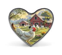 Chickens And Farm Button Pin Elegant Heart Lapel Pin Fashion Love Printed Brooch Badge Funny Enamel Pins Brooch Pins Pinback Button Badges for Bag Jacket Clothes Accessories
