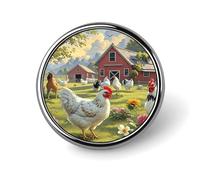 Chickens And Farm Button Pin Personalized Metal Lapel Pins Badges Classic Round Brooch Pin Novelty Unique Enamel Pins Cute Funny Pinback Button Badge for Jackets Backpacks Bags Coat